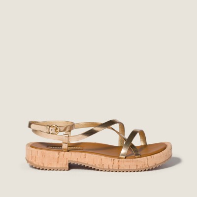 Miu Miu Metallic Leather Sandals Platinum MM261181 Miu Miu Metallic Leather Sandals Platinum MM261181