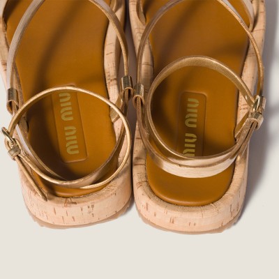 Miu Miu Metallic Leather Sandals Platinum MM261181 Miu Miu Metallic Leather Sandals Platinum MM261181