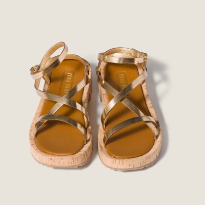 Miu Miu Metallic Leather Sandals Platinum MM261181 Miu Miu Metallic Leather Sandals Platinum MM261181