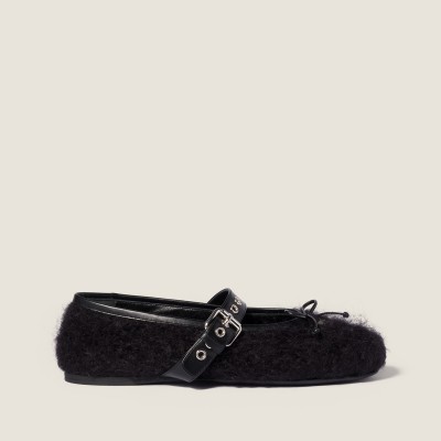 Miu Miu Mohair Ballerinas Black MM261010 Miu Miu Mohair Ballerinas Black MM261010