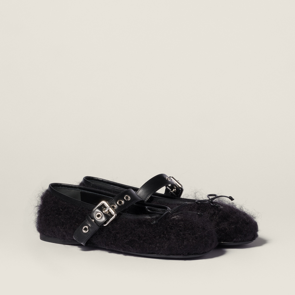 Miu Miu Mohair Ballerinas Black MM261010 Miu Miu Mohair Ballerinas Black MM261010