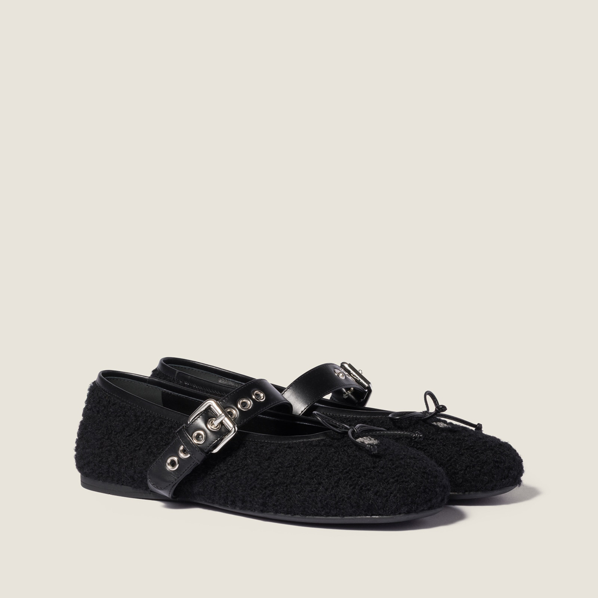 Miu Miu Mohair Ballerinas Black MM261275 Miu Miu Mohair Ballerinas Black MM261275
