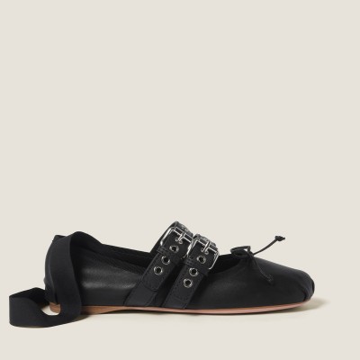 Miu Miu Nappa And Calf Leather Ballerinas Black MM261053