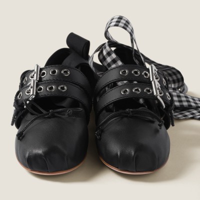 Miu Miu Nappa And Calf Leather Ballerinas Black MM261053