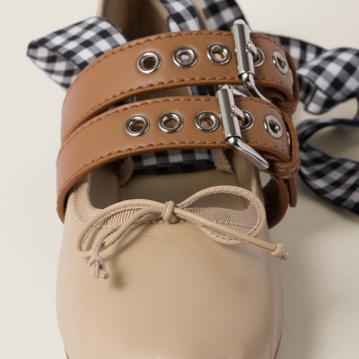 Miu Miu Nappa And Calf Leather Ballerinas Cord MM261055