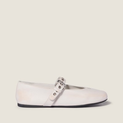 Miu Miu Nappa Leather Ballerinas Chalk White MM261047 Miu Miu Nappa Leather Ballerinas Chalk White MM261047