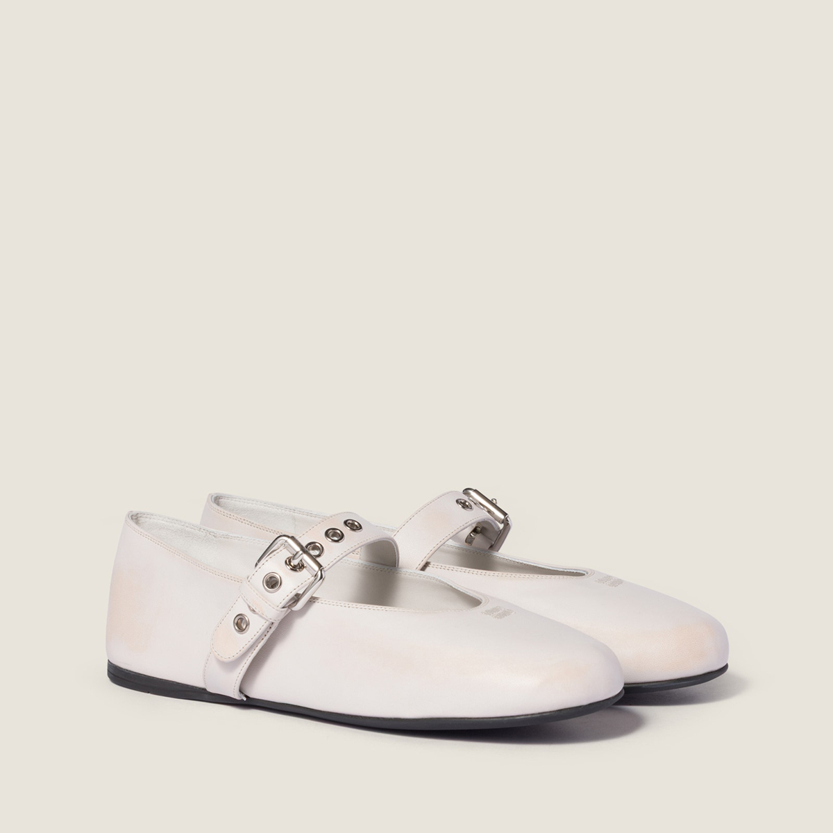 Miu Miu Nappa Leather Ballerinas Chalk White MM261047 Miu Miu Nappa Leather Ballerinas Chalk White MM261047