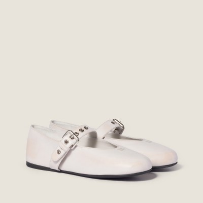 Miu Miu Nappa Leather Ballerinas Chalk White MM261047
