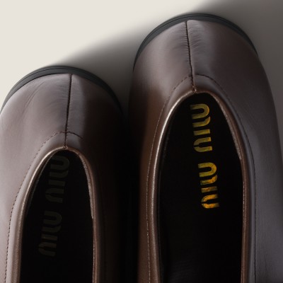 Miu Miu Nappa Leather Ballerinas Dark Brown MM261016
