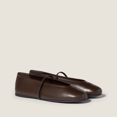Miu Miu Nappa Leather Ballerinas Dark Brown MM261016
