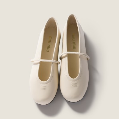 Miu Miu Nappa Leather Ballerinas Ivory MM261017 Miu Miu Nappa Leather Ballerinas Ivory MM261017