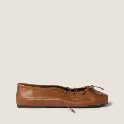 Miu Miu Nappa Leather Ballerinas Oak MM261046