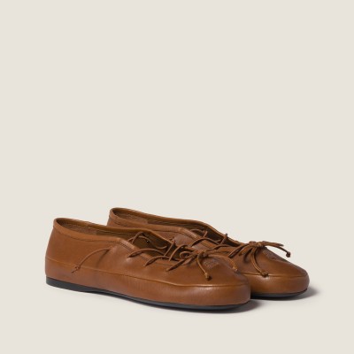Miu Miu Nappa Leather Ballerinas Oak MM261046 Miu Miu Nappa Leather Ballerinas Oak MM261046
