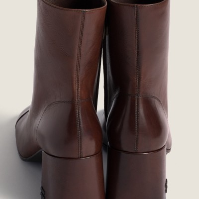 Miu Miu Nappa Leather Booties Dark Brown Black MM261285