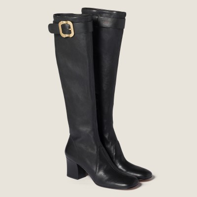 Miu Miu Nappa Leather Boots With Buckle Black MM261299 Miu Miu Nappa Leather Boots With Buckle Black MM261299