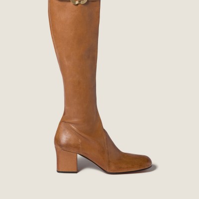 Miu Miu Nappa Leather Boots With Buckle Caramel MM261301