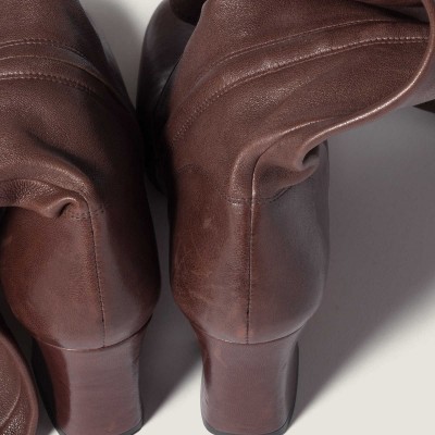 Miu Miu Nappa Leather Boots With Buckle Dark Brown MM261300