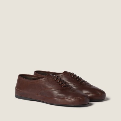 Miu Miu Nappa Leather Laced Shoes Briarwood MM261083 Miu Miu Nappa Leather Laced Shoes Briarwood MM261083
