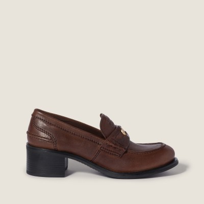 Miu Miu Nappa Leather Loafers Cocoa Brown MM261318 Miu Miu Nappa Leather Loafers Cocoa Brown MM261318