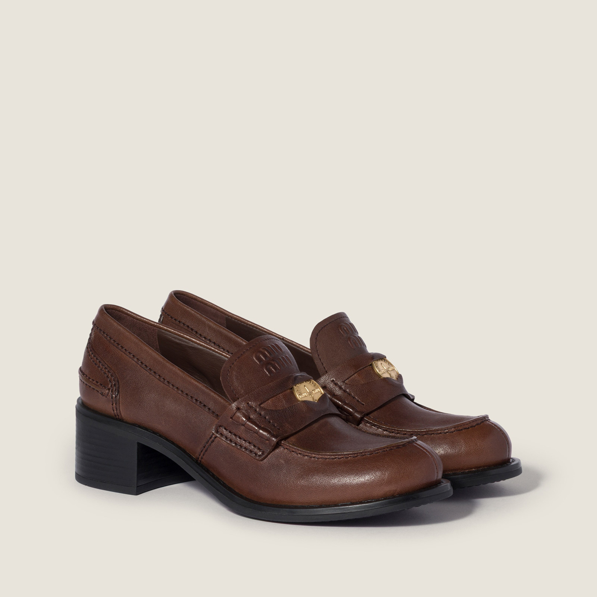 Miu Miu Nappa Leather Loafers Cocoa Brown MM261318 Miu Miu Nappa Leather Loafers Cocoa Brown MM261318