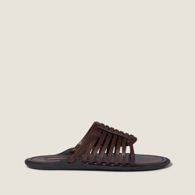 Miu Miu Nappa Leather Slides Briarwood MM261212