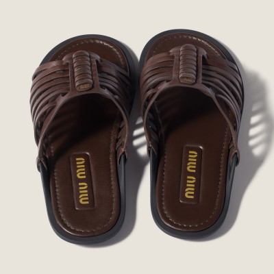 Miu Miu Nappa Leather Slides Briarwood MM261212