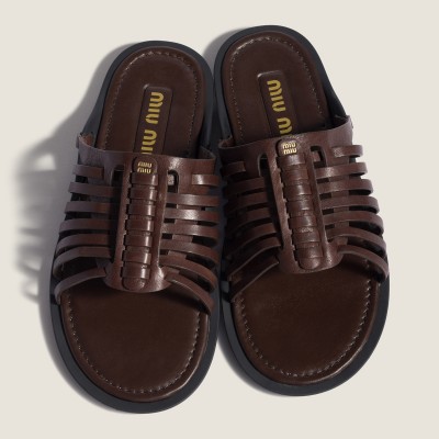 Miu Miu Nappa Leather Slides Briarwood MM261212