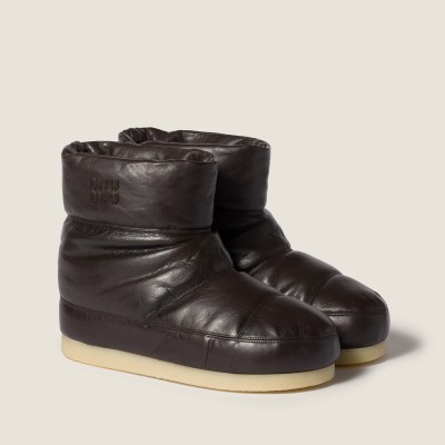 Miu Miu Padded Nappa Leather Booties Coffee MM261286 Miu Miu Padded Nappa Leather Booties Coffee MM261286