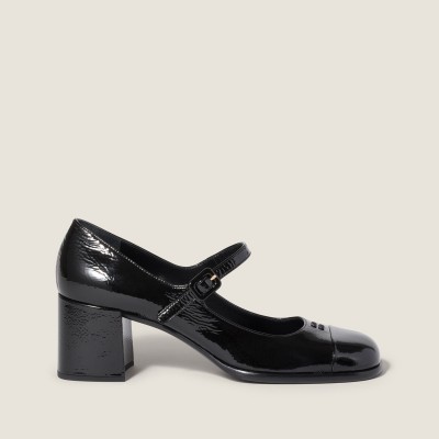 Miu Miu Patent Leather And Naplak Leather Pumps Black MM261339