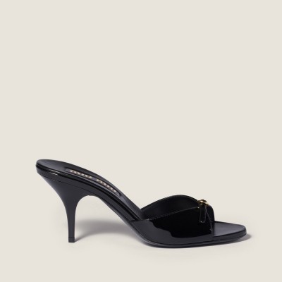 Miu Miu Patent Leather Mules With Buckle Black MM261119