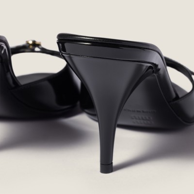 Miu Miu Patent Leather Mules With Buckle Black MM261119
