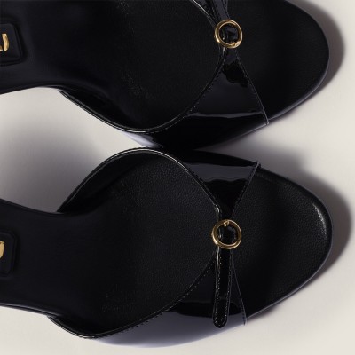 Miu Miu Patent Leather Mules With Buckle Black MM261119