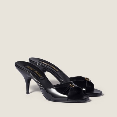 Miu Miu Patent Leather Mules With Buckle Black MM261119 Miu Miu Patent Leather Mules With Buckle Black MM261119