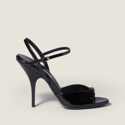 Miu Miu Patent Leather Sandals With Buckles Black MM261182 Miu Miu Patent Leather Sandals With Buckles Black MM261182