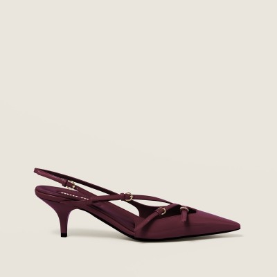 Miu Miu Patent Leather Slingbacks With Buckles Crimson MM261223 Miu Miu Patent Leather Slingbacks With Buckles Crimson MM261223