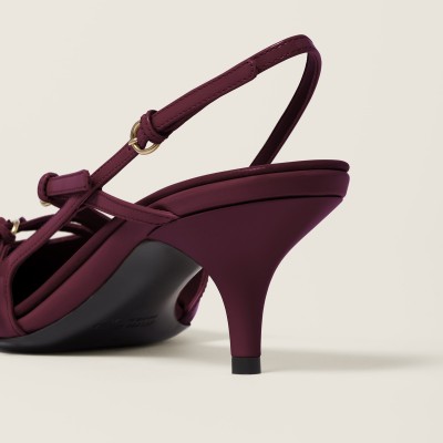 Miu Miu Patent Leather Slingbacks With Buckles Crimson MM261223 Miu Miu Patent Leather Slingbacks With Buckles Crimson MM261223