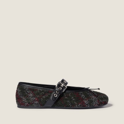 Miu Miu Plaid Tweed Ballerinas Loden Green MM261011