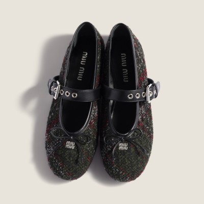 Miu Miu Plaid Tweed Ballerinas Loden Green MM261011