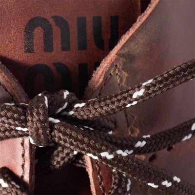 Miu Miu Plume Leather Sneakers Coffee MM261249