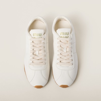 Miu Miu Plume Nappa Leather Sneakers Ivory MM261236