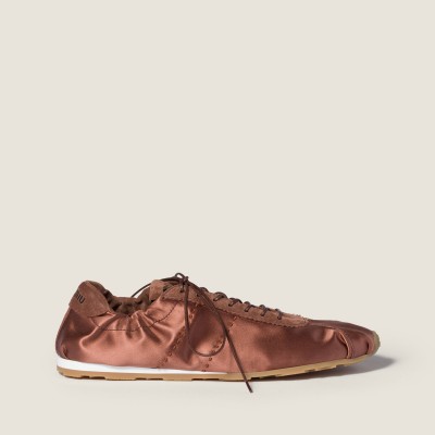 Miu Miu Plume Satin Sneakers Cocoa Brown MM261237