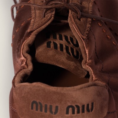Miu Miu Plume Satin Sneakers Cocoa Brown MM261237