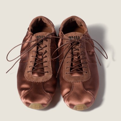 Miu Miu Plume Satin Sneakers Cocoa Brown MM261237