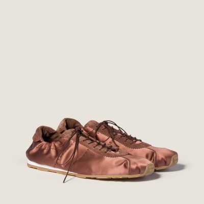 Miu Miu Plume Satin Sneakers Cocoa Brown MM261237 Miu Miu Plume Satin Sneakers Cocoa Brown MM261237