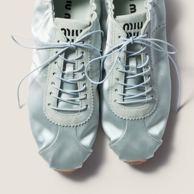 Miu Miu Plume Satin Sneakers Powder Blue MM261248 Miu Miu Plume Satin Sneakers Powder Blue MM261248
