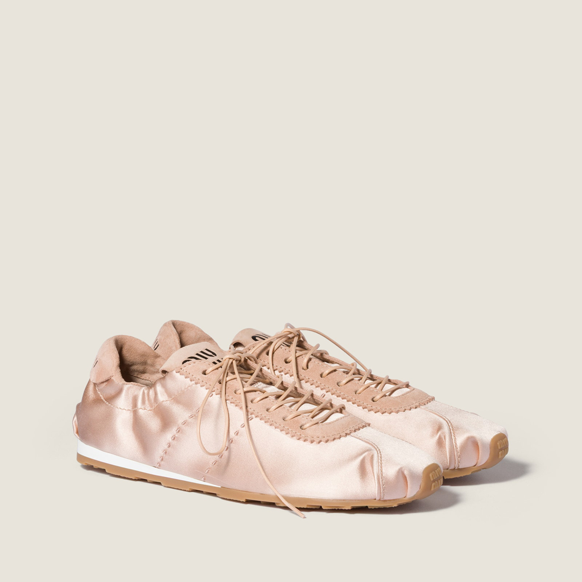 Miu Miu Plume Satin Sneakers Powder Pink MM261238 Miu Miu Plume Satin Sneakers Powder Pink MM261238