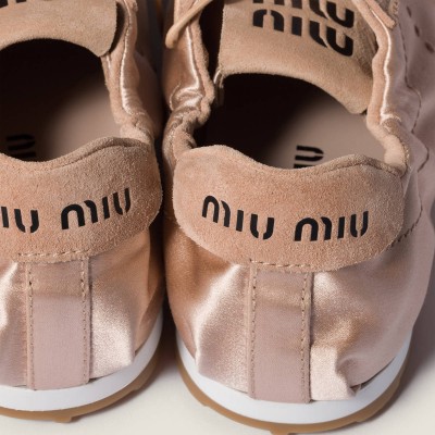 Miu Miu Plume Satin Sneakers Powder Pink MM261238 Miu Miu Plume Satin Sneakers Powder Pink MM261238