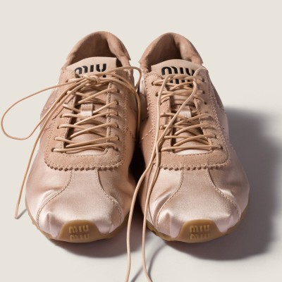 Miu Miu Plume Satin Sneakers Powder Pink MM261238 Miu Miu Plume Satin Sneakers Powder Pink MM261238