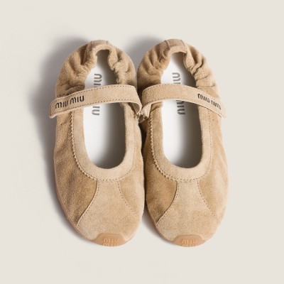 Miu Miu Plume Suede Ballerinas Desert Beige MM261003