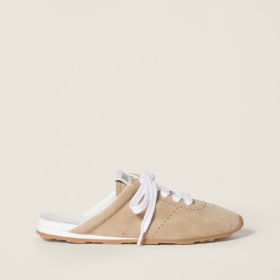 Miu Miu Plume Suede Mules Desert Beige MM261111 Miu Miu Plume Suede Mules Desert Beige MM261111
